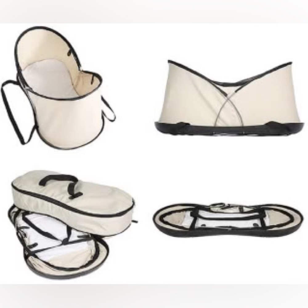 Portable Cream and Black Baby Bassinet